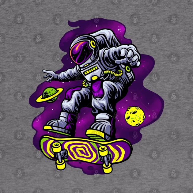 astronaut playing skateboard by Mako Design 